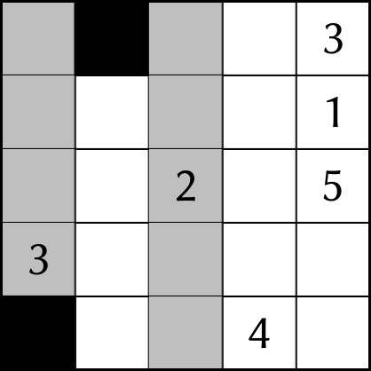 Grille d'exemple, avec quelques segments mis en valeur, mais cette fois-ci en colonne