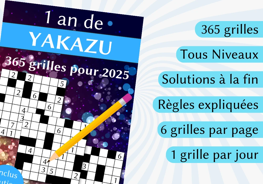 Livre 1 an de yakazu : 365 grilles tous niveaux pour 2025