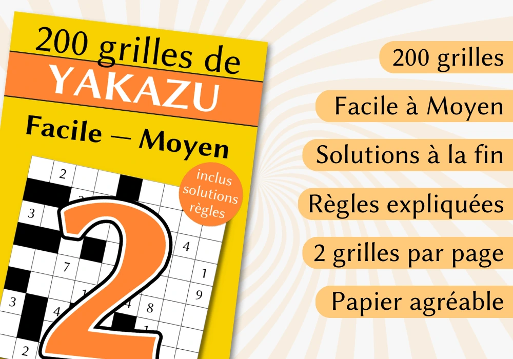 Livre 200 grilles de Yakazu facile à moyen, tome 2